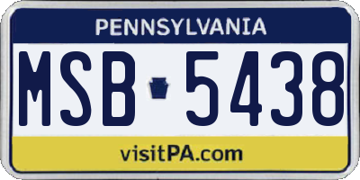 PA license plate MSB5438