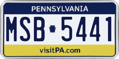 PA license plate MSB5441
