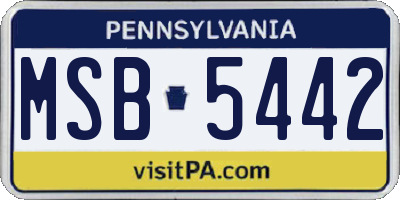 PA license plate MSB5442