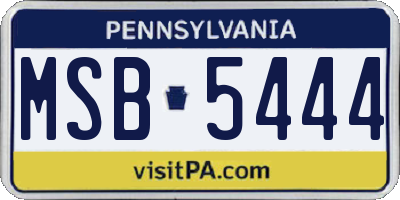PA license plate MSB5444