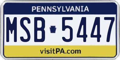 PA license plate MSB5447