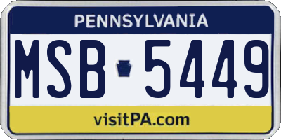PA license plate MSB5449