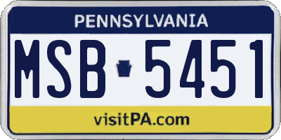 PA license plate MSB5451