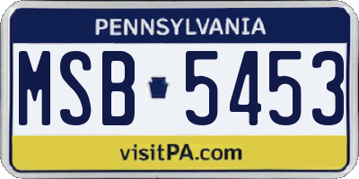 PA license plate MSB5453