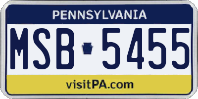 PA license plate MSB5455