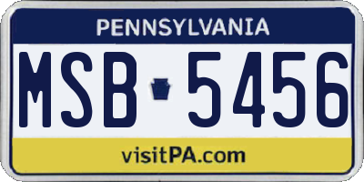 PA license plate MSB5456