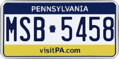 PA license plate MSB5458