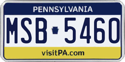 PA license plate MSB5460