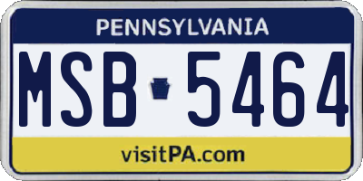 PA license plate MSB5464