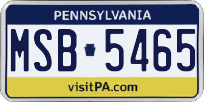 PA license plate MSB5465