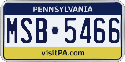 PA license plate MSB5466