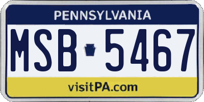 PA license plate MSB5467