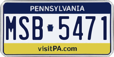 PA license plate MSB5471