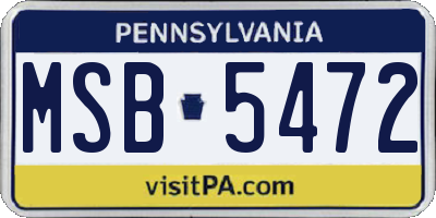 PA license plate MSB5472