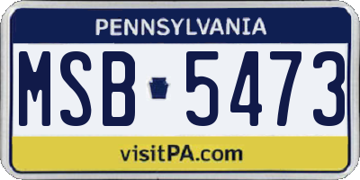 PA license plate MSB5473