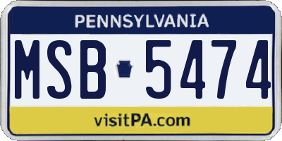 PA license plate MSB5474