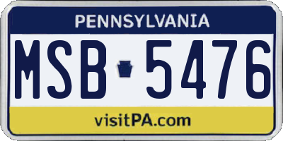 PA license plate MSB5476