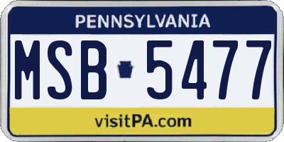 PA license plate MSB5477
