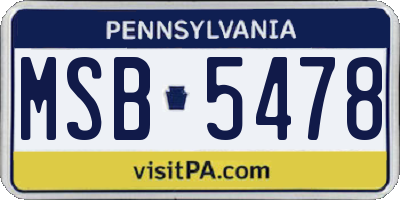 PA license plate MSB5478