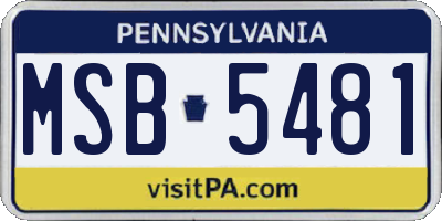 PA license plate MSB5481