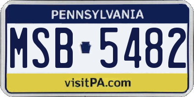 PA license plate MSB5482