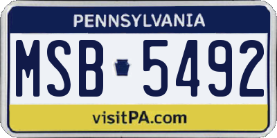 PA license plate MSB5492