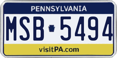 PA license plate MSB5494