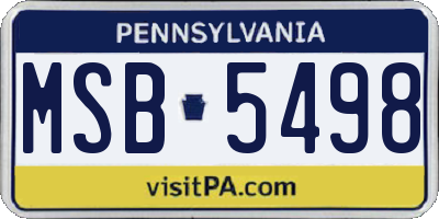 PA license plate MSB5498