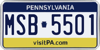 PA license plate MSB5501