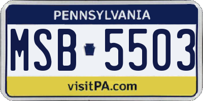 PA license plate MSB5503