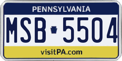 PA license plate MSB5504