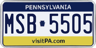 PA license plate MSB5505