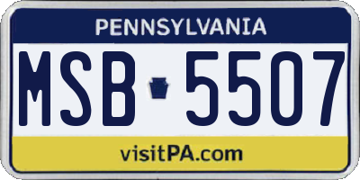PA license plate MSB5507