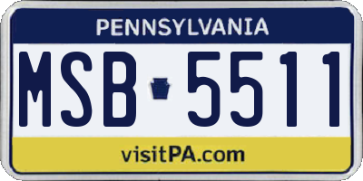 PA license plate MSB5511