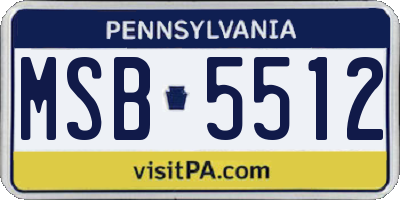 PA license plate MSB5512
