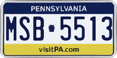 PA license plate MSB5513