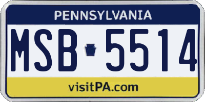 PA license plate MSB5514