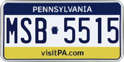PA license plate MSB5515