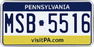PA license plate MSB5516
