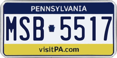 PA license plate MSB5517