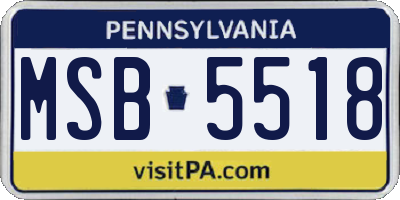 PA license plate MSB5518
