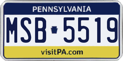 PA license plate MSB5519