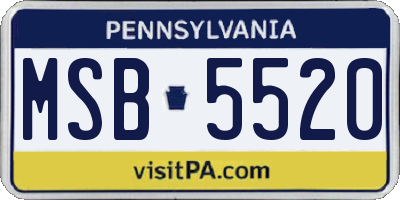 PA license plate MSB5520