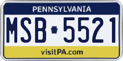 PA license plate MSB5521