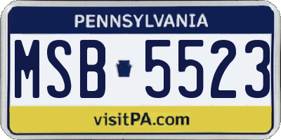 PA license plate MSB5523