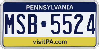 PA license plate MSB5524
