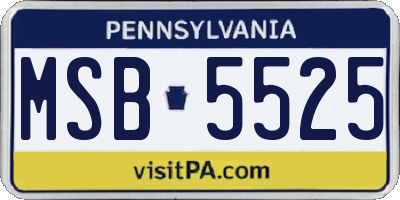 PA license plate MSB5525