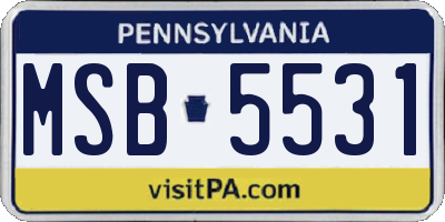 PA license plate MSB5531