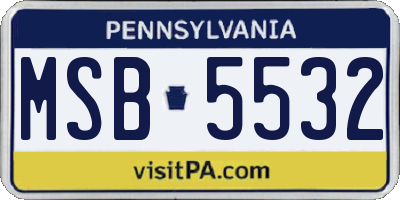 PA license plate MSB5532