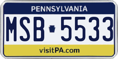 PA license plate MSB5533